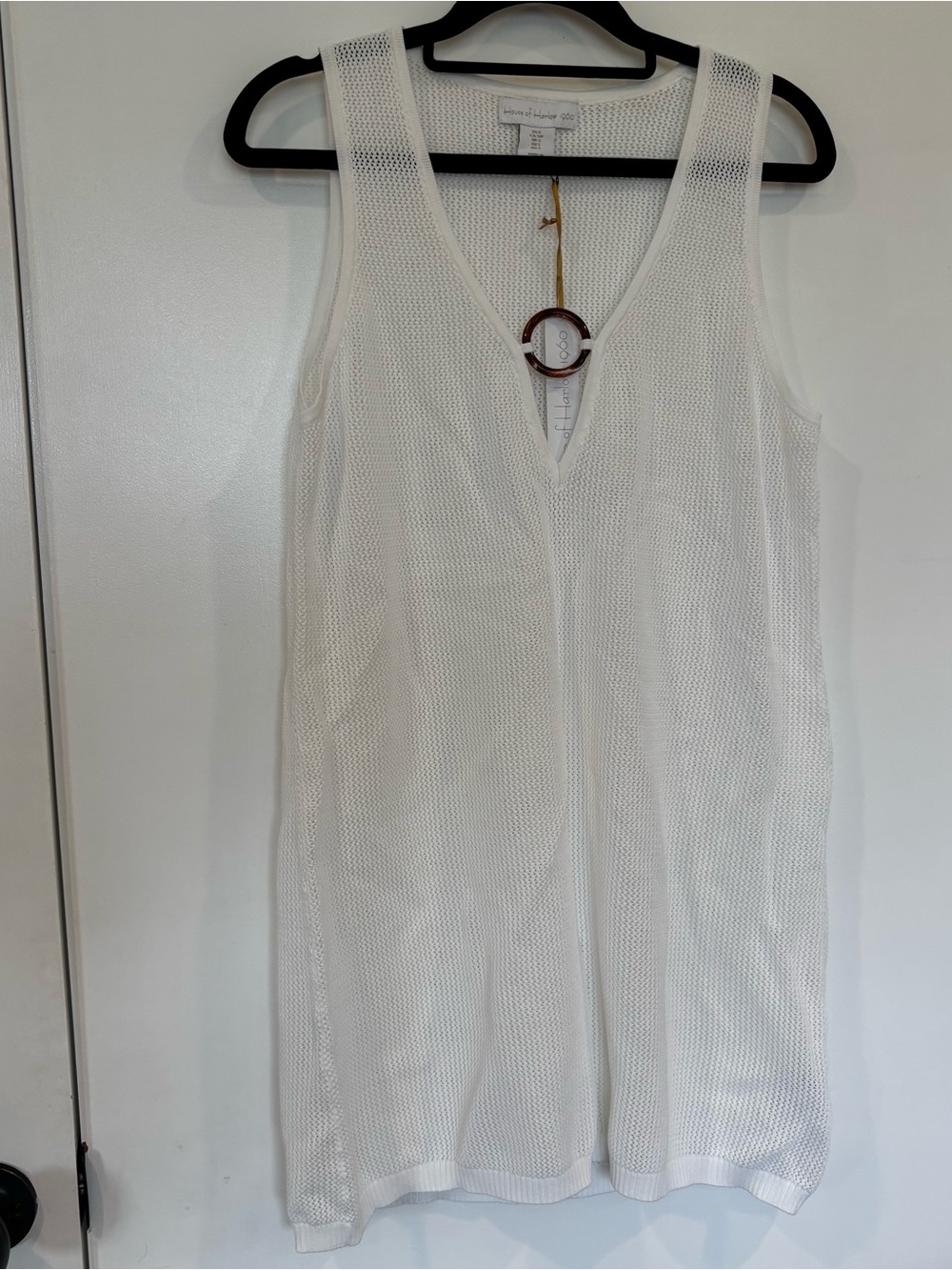 House of Harlow White Mesh V-Neck Cover-Up Dress Size Small